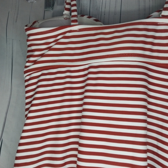 Kona Sol Brown and White Striped One Piece Swimsuit Size L NWT - Picture 7 of 11